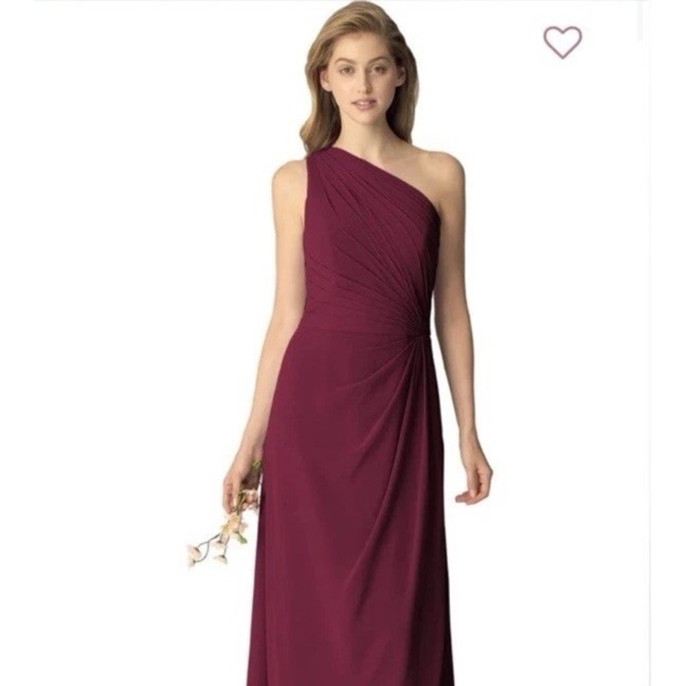 Bill Levkoff One Shoulder Bridesmaid/Prom Dress Wine Womens 14 Chiffon Long